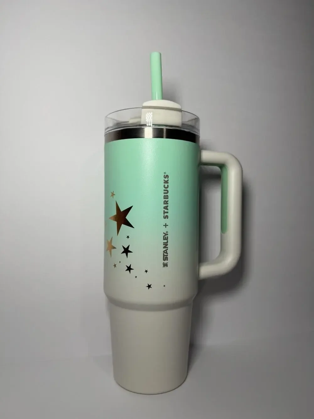 Stanley X Starbucks Thailand MINT GREEN AND GOLD STARS 30oz Tumbler BNWT RARE!